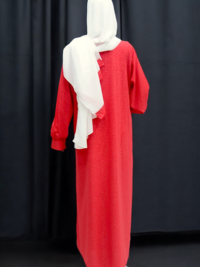 Self Abaya With Hijab - Red