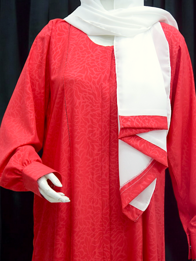 Self Abaya With Hijab - Red