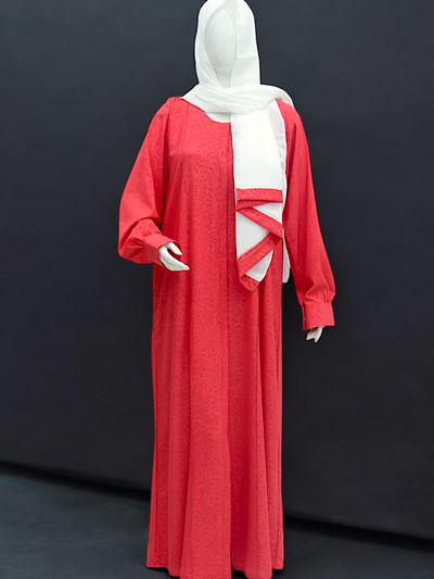 Self Abaya With Hijab - Red