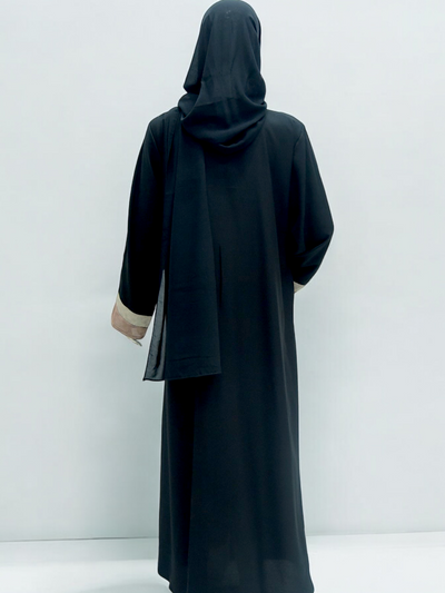 Strip Abaya With Same Hijab - Black