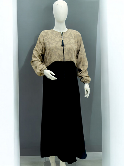 Textured Abaya - Black Fawn