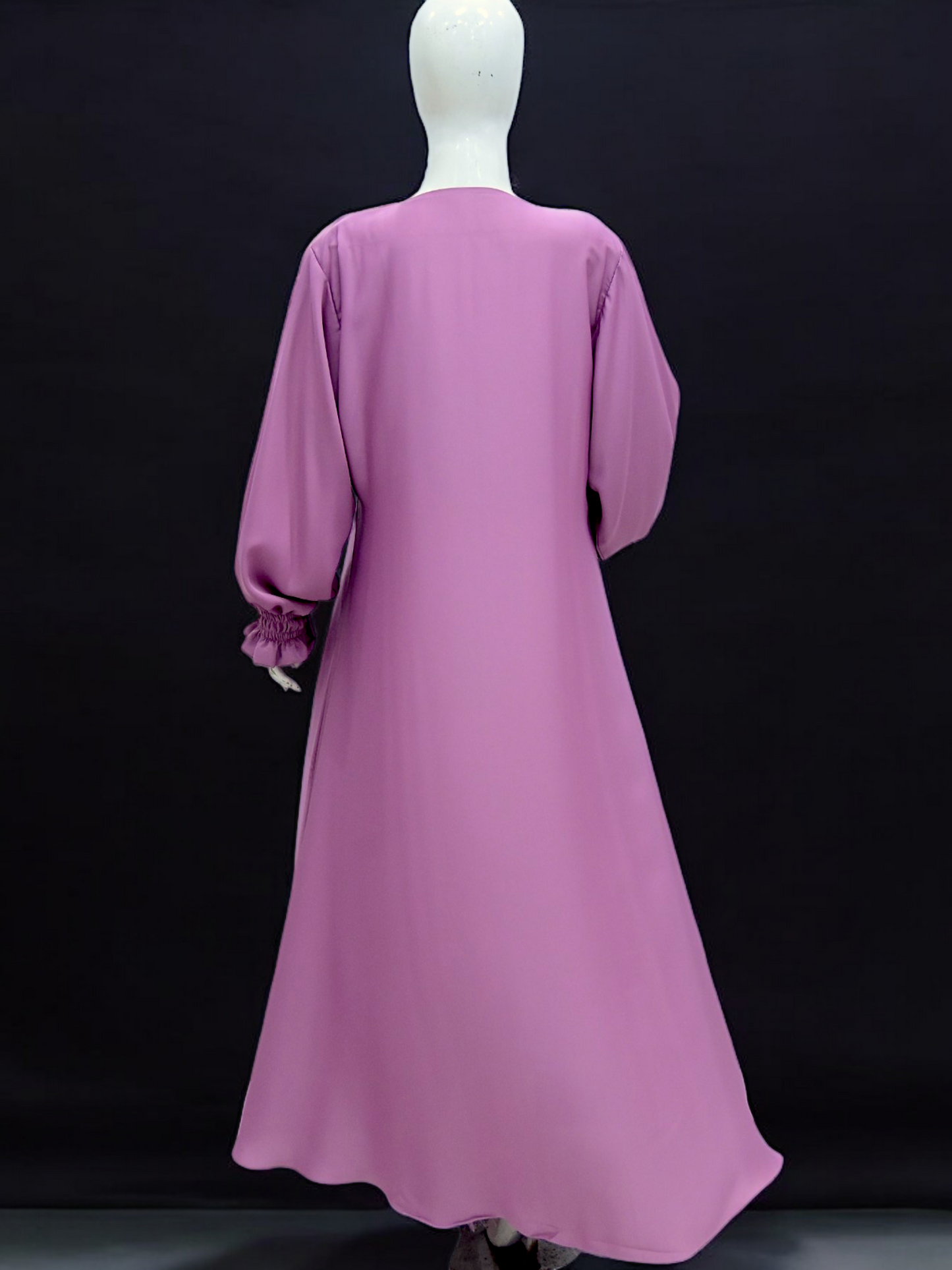 Casual Plain Zipper Abaya - Light Plum