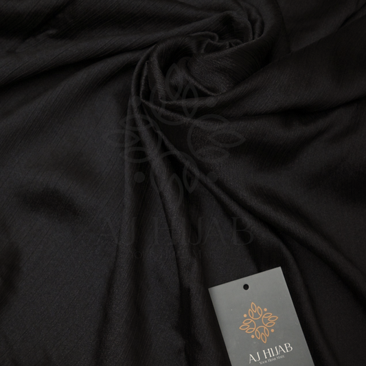 Carbon Black Silk Crinkle Hijab