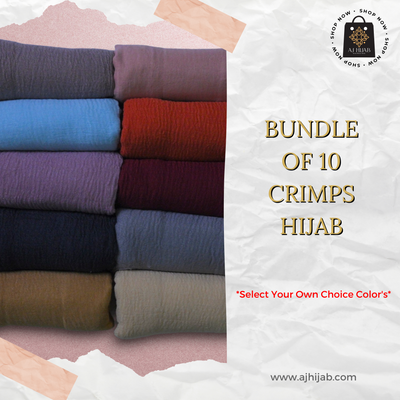 Bundle Of 10 - Crimps Hijab (Select Colors)