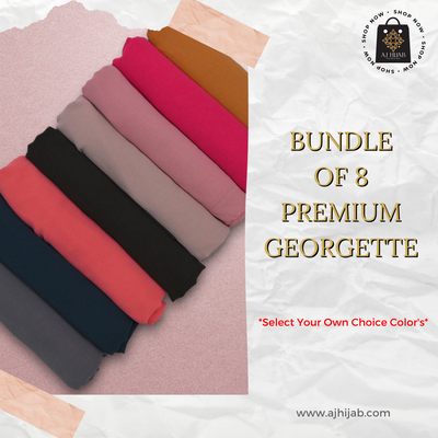 Bundle Of 8 - Premium Georgette Hijab (Select Colors)