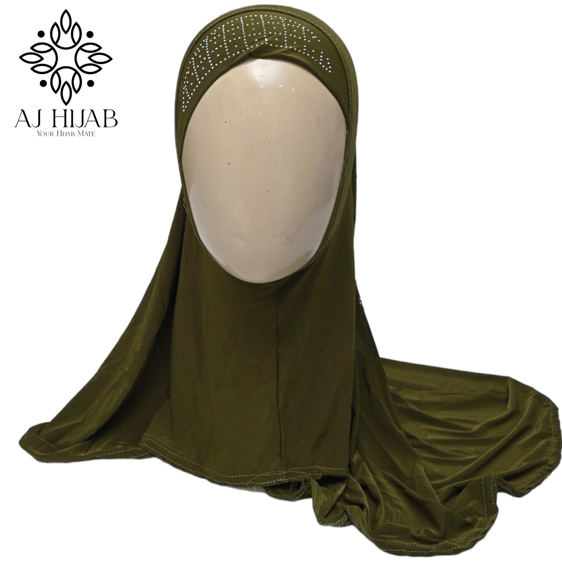 Mehndi Green Studs Large Makhna - AJ Hijab