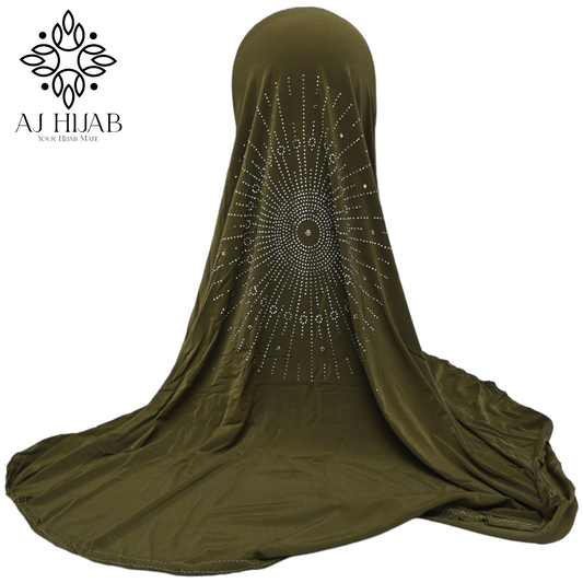 Mehndi Green Studs Large Makhna - AJ Hijab