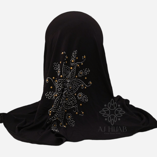 Girl Half Pearl Dark Brown Medium Makhna - AJ Hijab