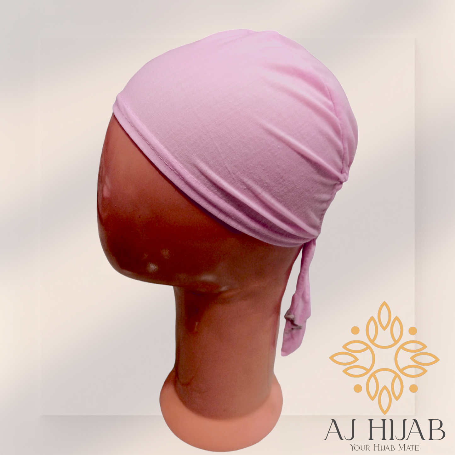 Baby Pink Plain Head Tie Cap - AJ Hijab