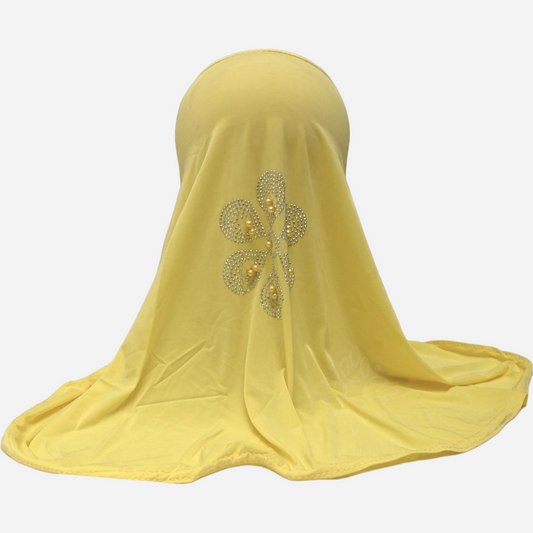 Girl Same Pearl Lemon Yellow Medium Makhna - AJ Hijab