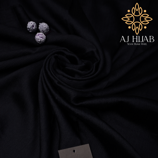 Black Silk Crinkle Hijab - AJ Hijab