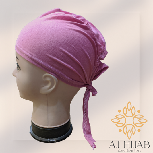 Bubble Gum Plain Head Tie Cap - AJ Hijab