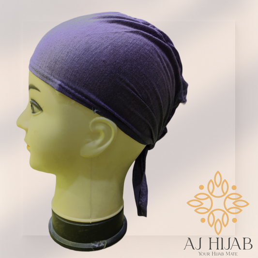 Charcoal Plain Head Tie Cap - AJ Hijab
