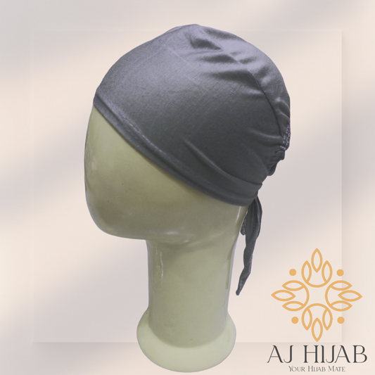 Dark Grey Plain Head Tie Cap - AJ Hijab