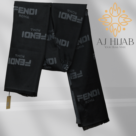 Charcoal Fendi Silk Mix Hijab - AJ Hijab