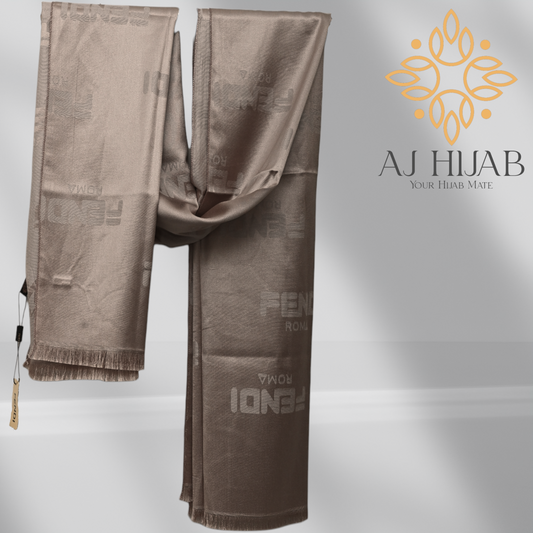Golden Fendi Silk Mix Hijab - AJ Hijab