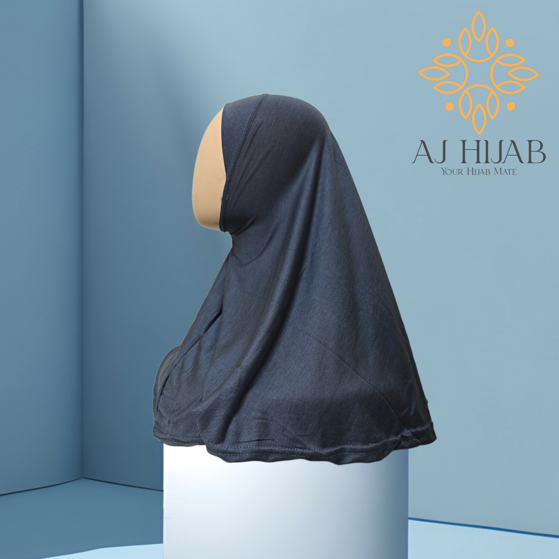 Charcoal Grey Cotton Jersey Medium Makhna - AJ Hijab