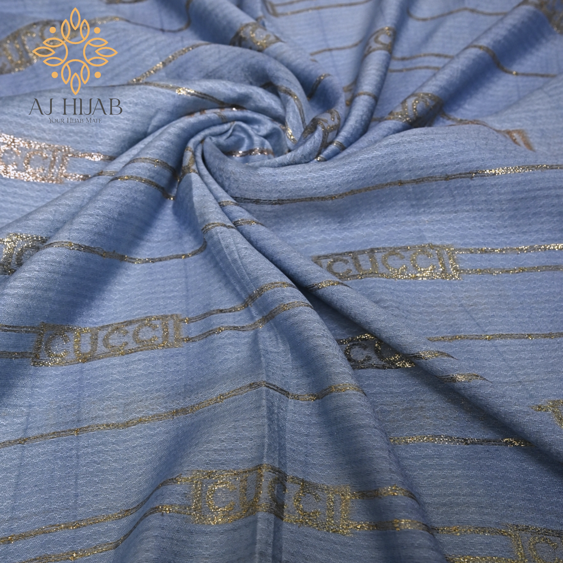 Rock Blue Gucci Organza Hijab - AJ Hijab