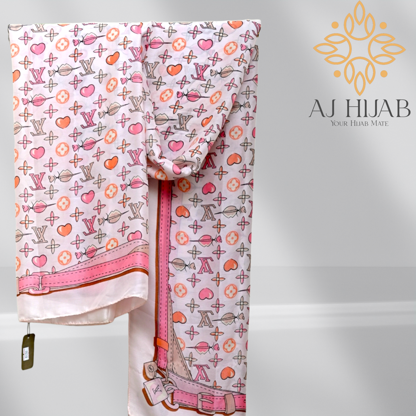 LV Brand Printed Pinkish Hijab - AJ Hijab