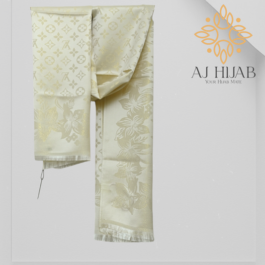 LV Gold Star Cream Hijab - AJ Hijab