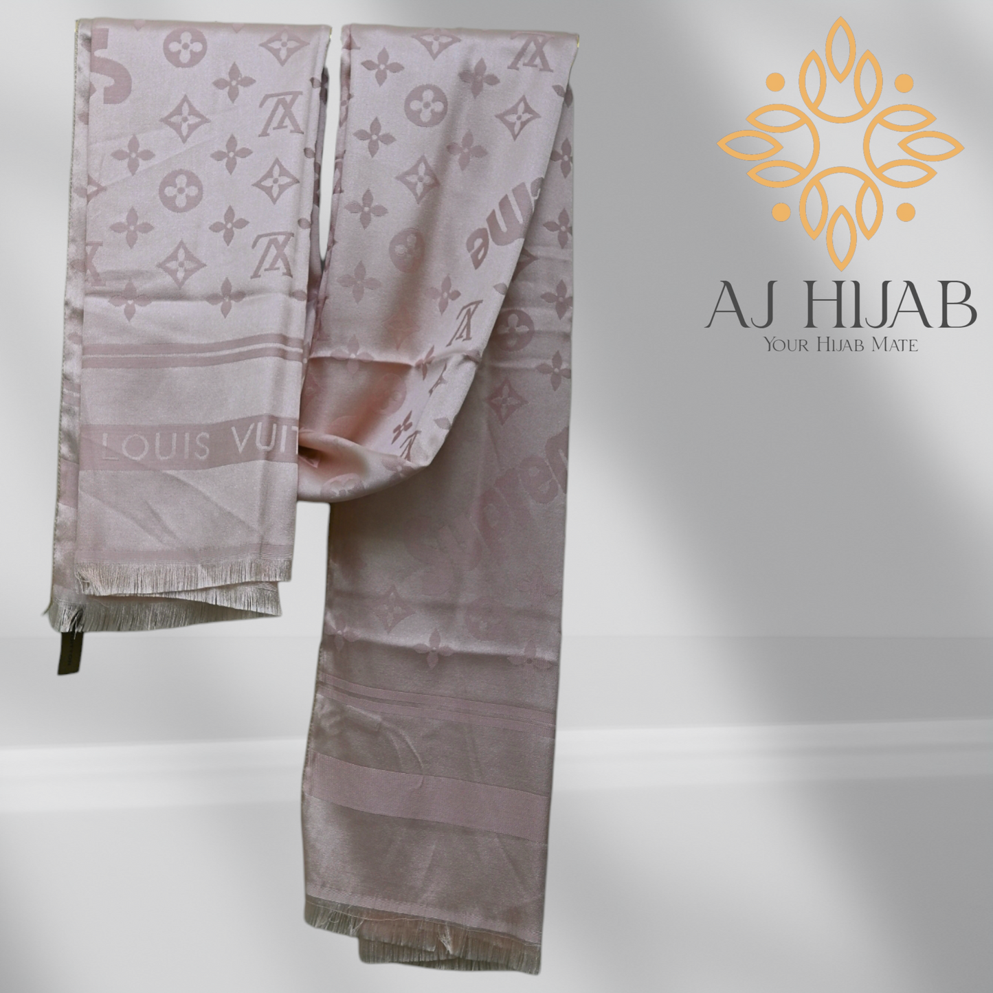 Dust Pink LV Silk Mix Branded Hijab - AJ Hijab