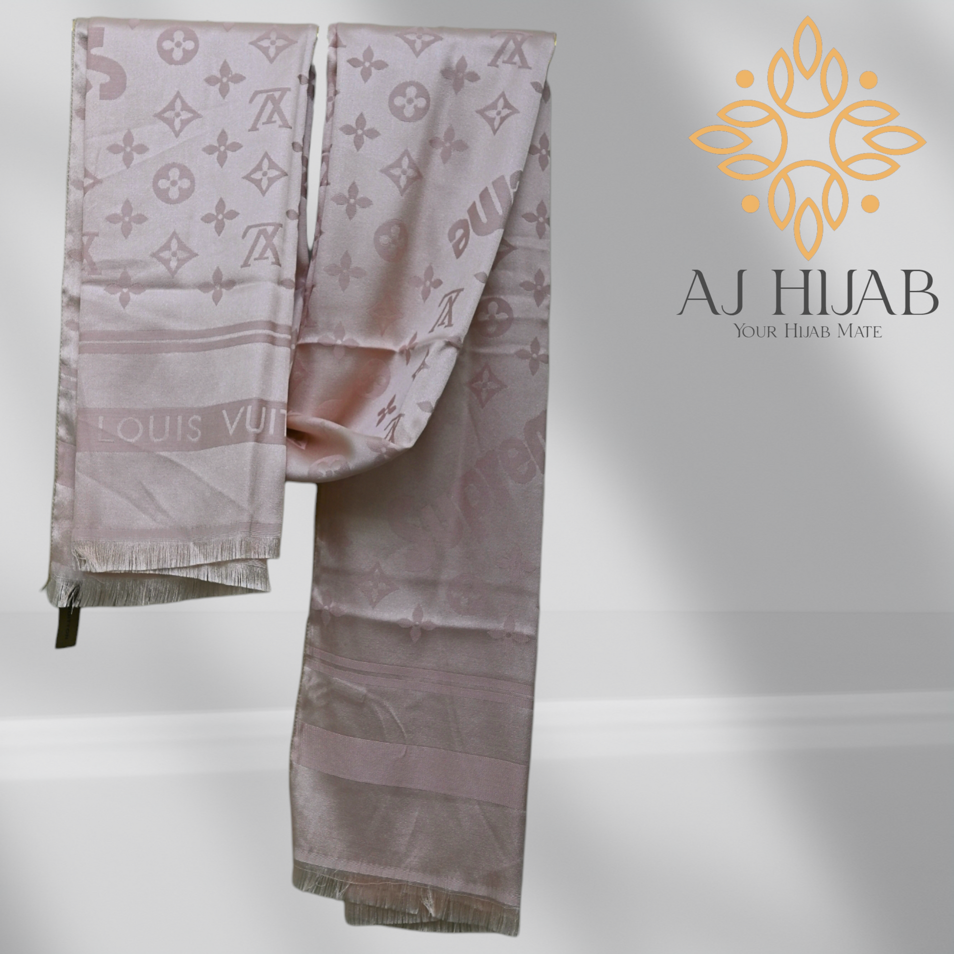 Dust Pink LV Silk Mix Branded Hijab - AJ Hijab