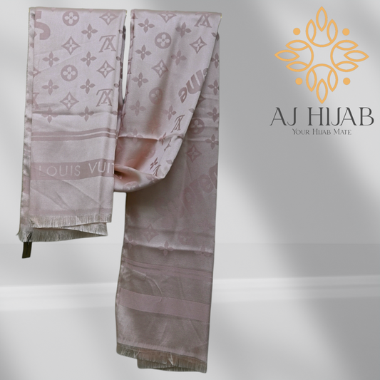 Dust Pink LV Silk Mix Branded Hijab - AJ Hijab