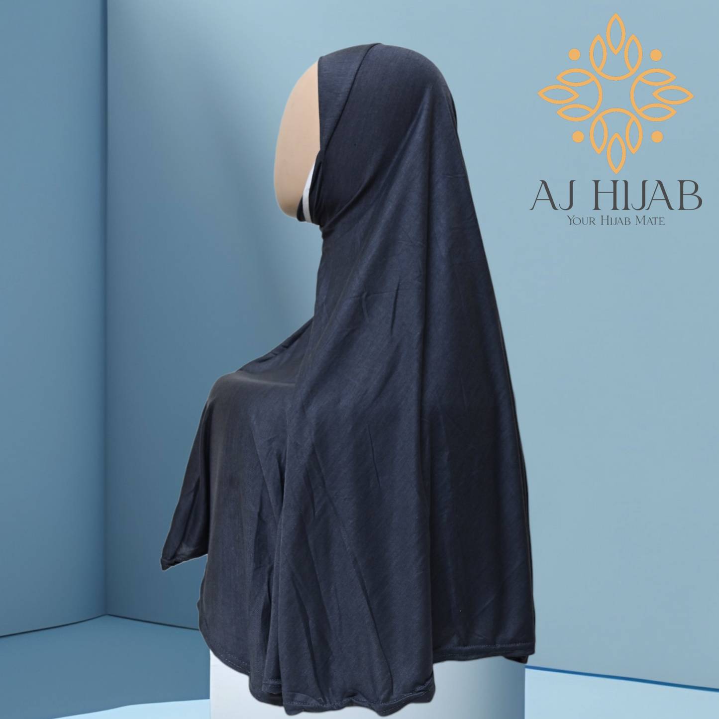 Charcoal Grey Cotton Jersey Large Makhna - AJ Hijab