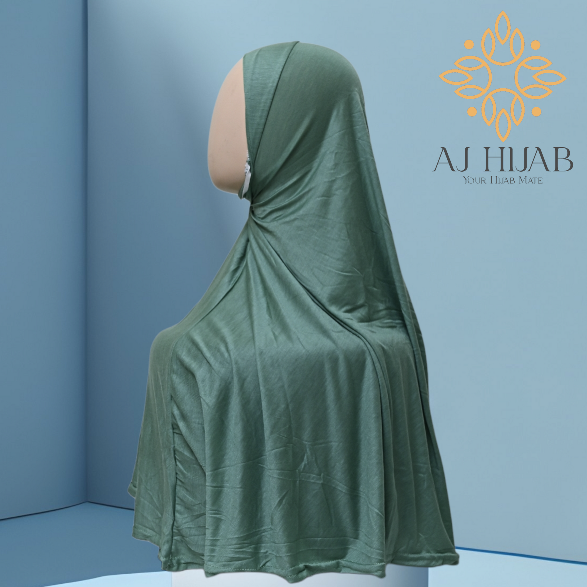 Mint Green Cotton Jersey Large Makhna - AJ Hijab