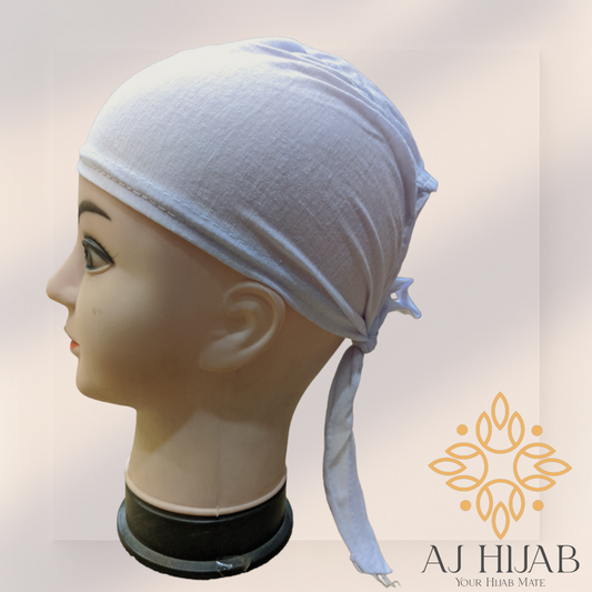 Off White Plain Head Tie Cap