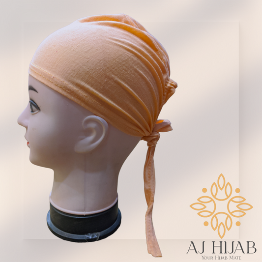 Peach Plain Head Tie Cap - AJ Hijab