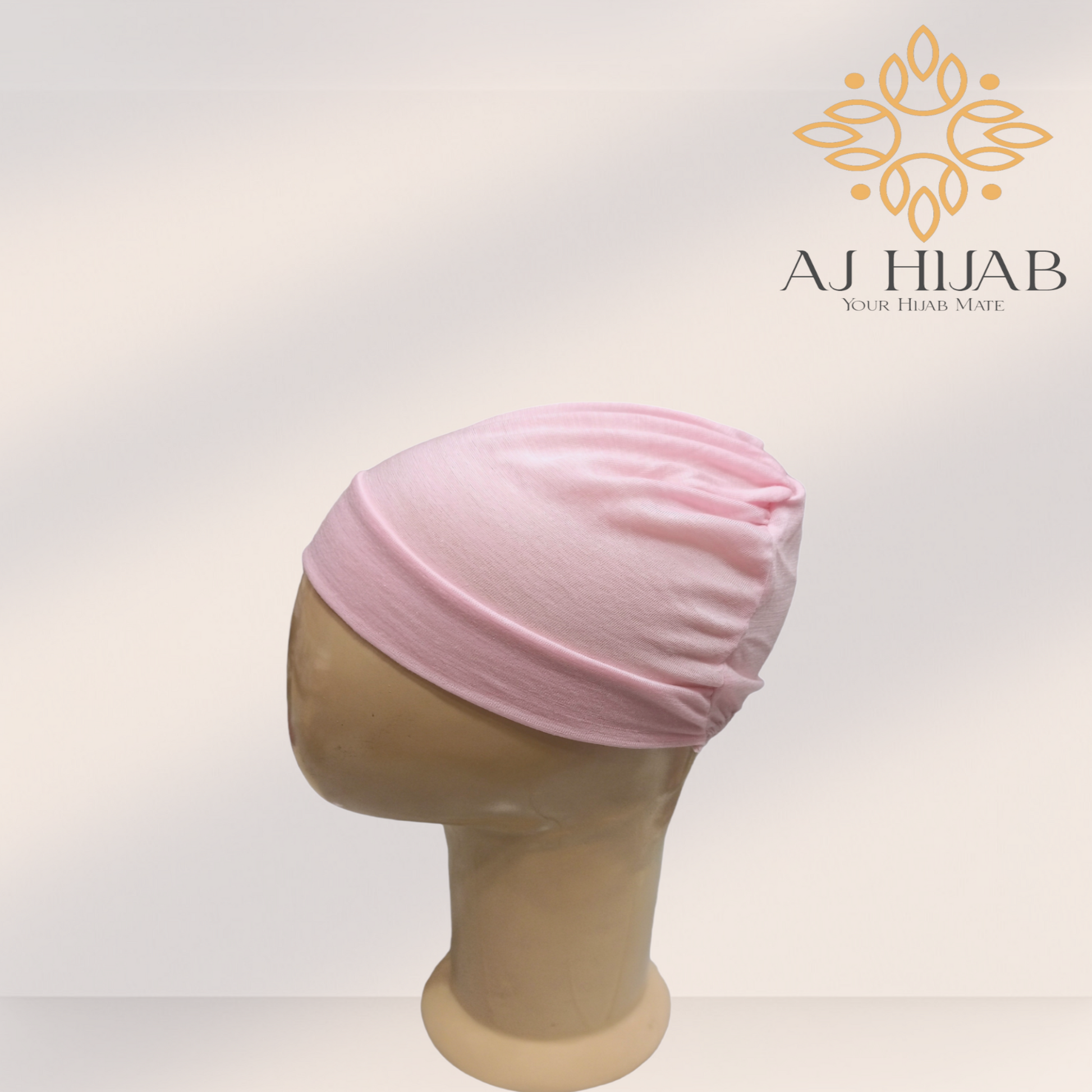 Baby Pink Plain Head Lastic Cap - AJ Hijab