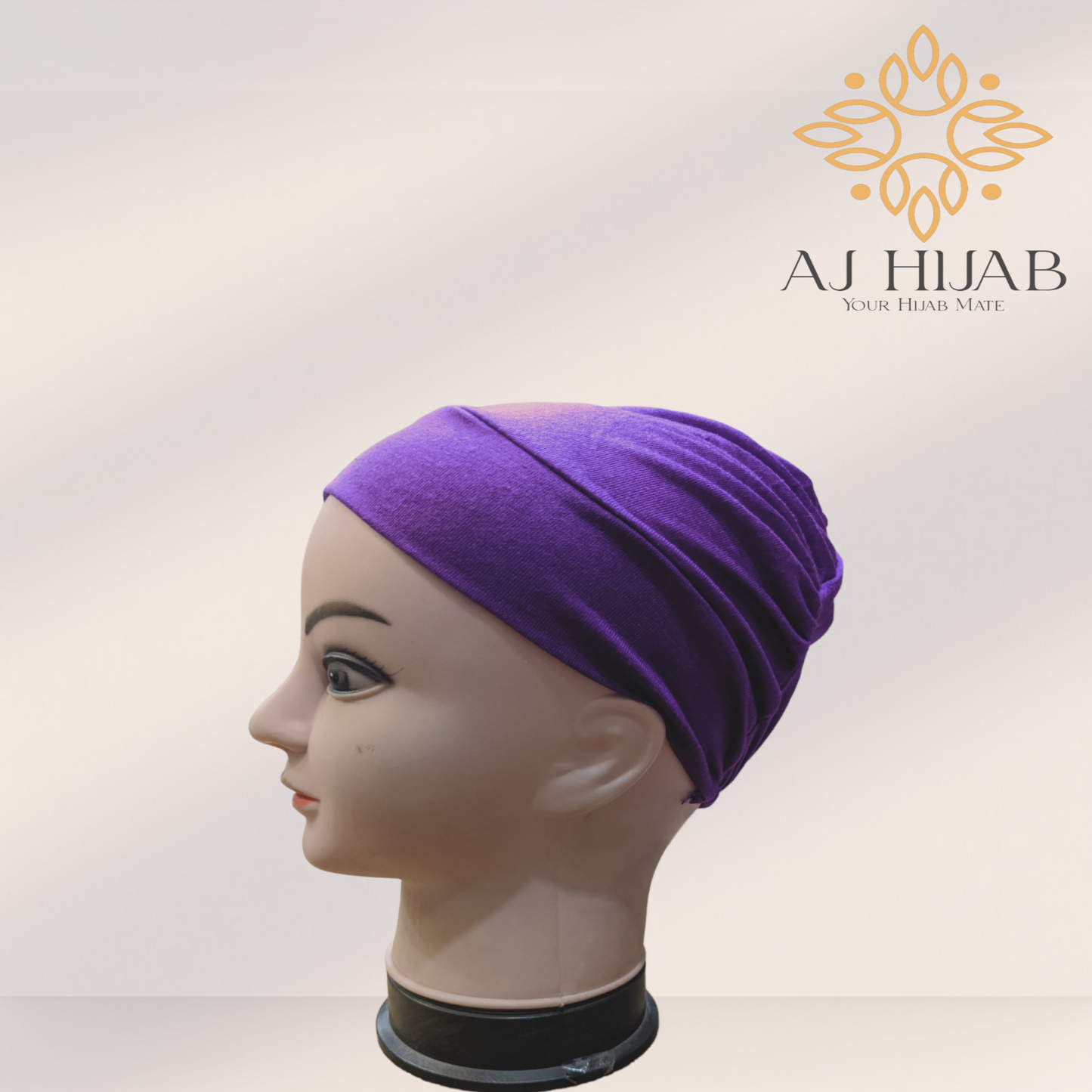Burgundy Purple Plain Head Lastic Cap - AJ Hijab