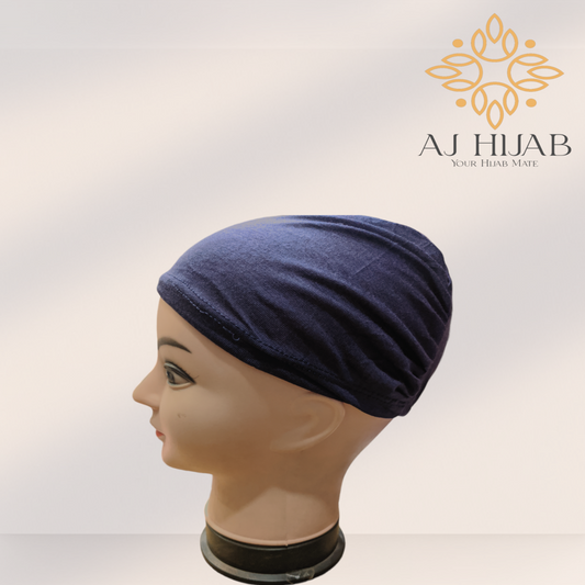 Dark Grey Plain Head Lastic Cap - AJ Hijab