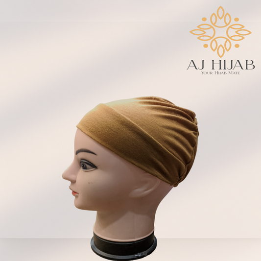 Golden Plain Head Lastic Cap - AJ Hijab