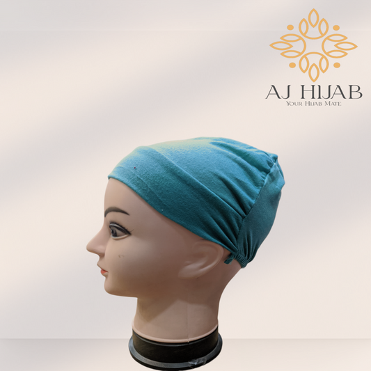 Sea Green Plain Head Lastic Cap - AJ Hijab