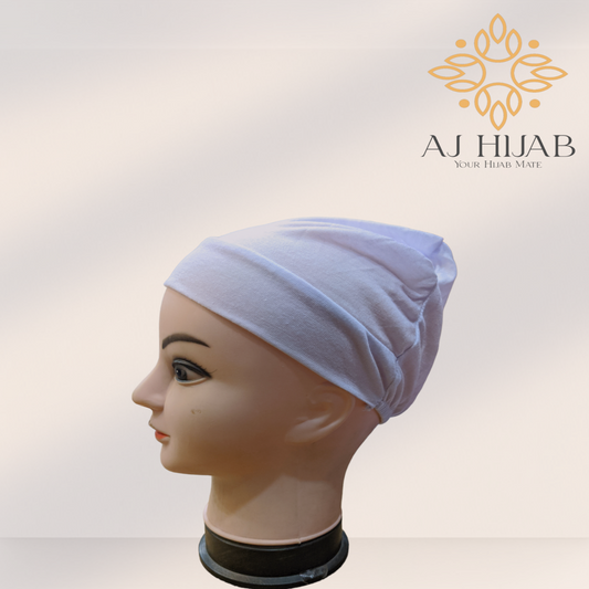 White Plain Head Lastic Cap - AJ Hijab
