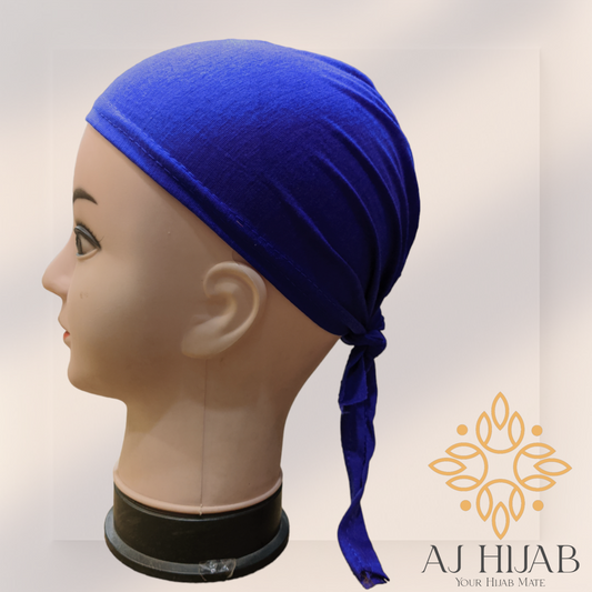 Royal Blue Plain Head Tie Cap - AJ Hijab
