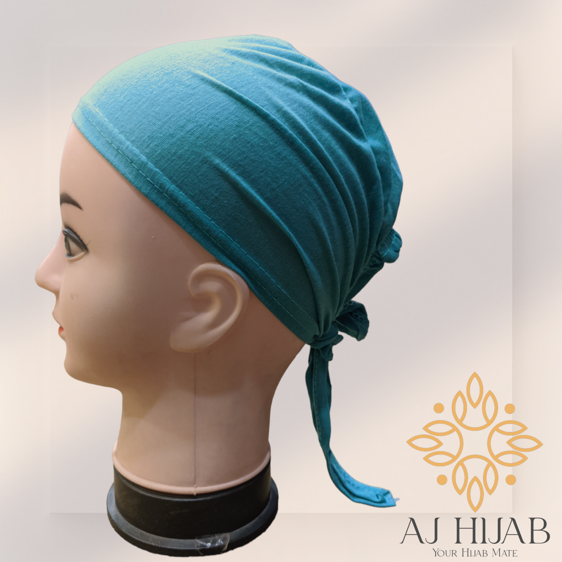 Sea Green Plain Head Tie Cap - AJ Hijab