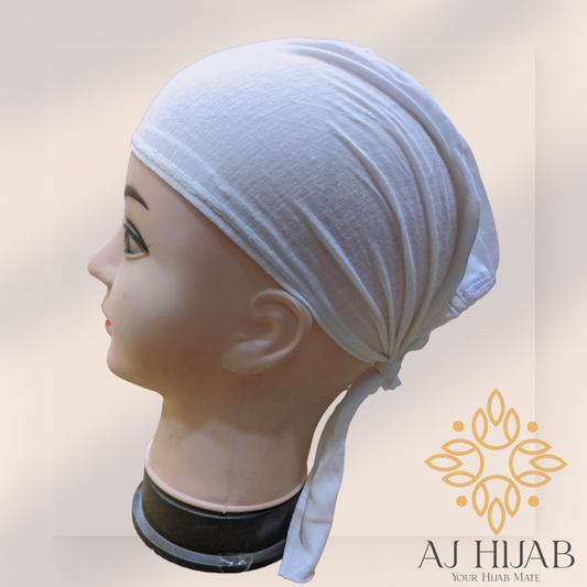 White Plain Head Tie Cap - AJ Hijab
